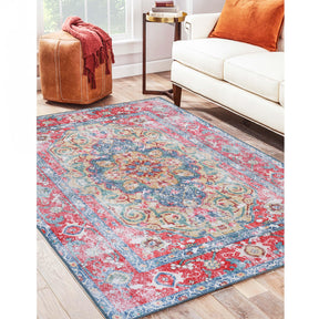 Tanager Rustic Medallion Non-Slip Washable Indoor Area Rug
