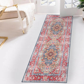 Tanager Rustic Medallion Non-Slip Washable Indoor Area Rug