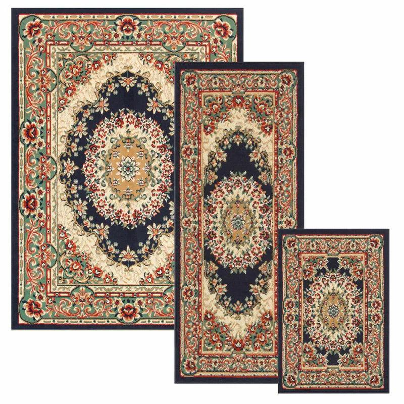 Tayana Oriental Floral Medallion Indoor 3 Piece Area Rug Set