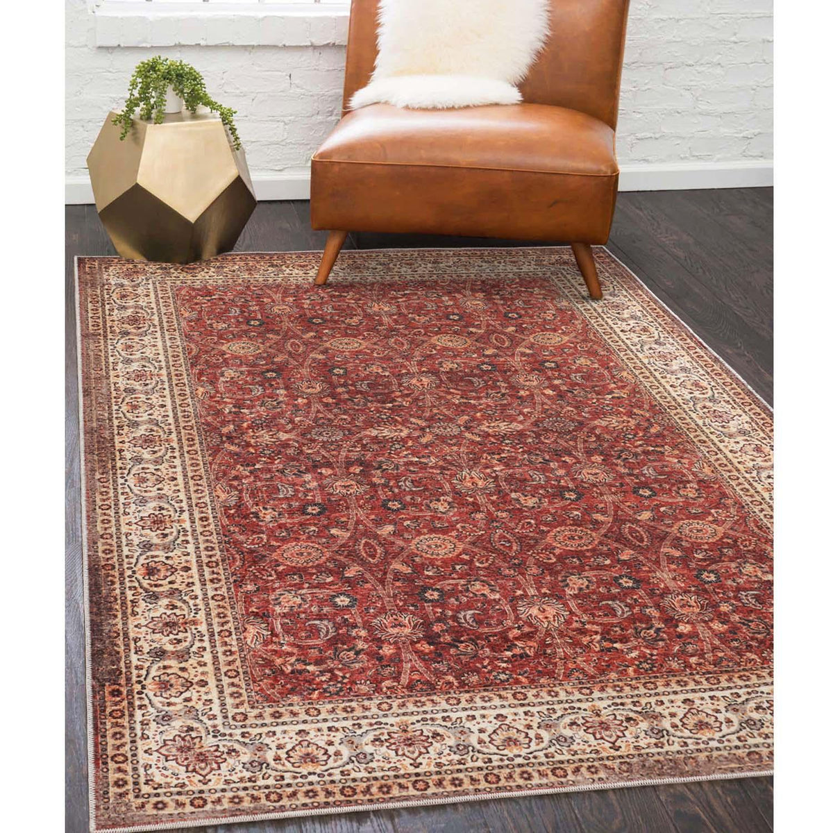 Toucan Geometric Medallion Non-Slip Washable Indoor Area Rug
