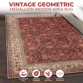 Toucan Geometric Medallion Non-Slip Washable Indoor Area Rug