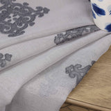 Traditional Embroidered Damask Sheer Grommet Curtain Panel Set