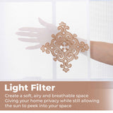 Traditional Embroidered Damask Sheer Grommet Curtain Panel Set