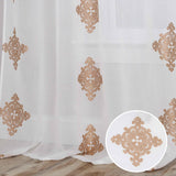 Traditional Embroidered Damask Sheer Grommet Curtain Panel Set