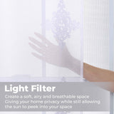 Traditional Embroidered Damask Sheer Grommet Curtain Panel Set