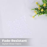 Traditional Embroidered Damask Sheer Grommet Curtain Panel Set