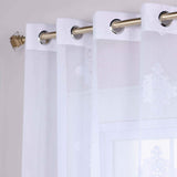 Traditional Embroidered Damask Sheer Grommet Curtain Panel Set