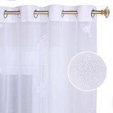 Traditional Embroidered Damask Sheer Grommet Curtain Panel Set