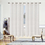 Traditional Embroidered Scroll Sheer Grommet Curtain Panel Set