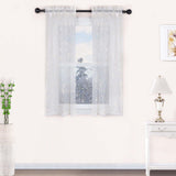 Traditional Embroidered Scroll Sheer Grommet Curtain Panel Set