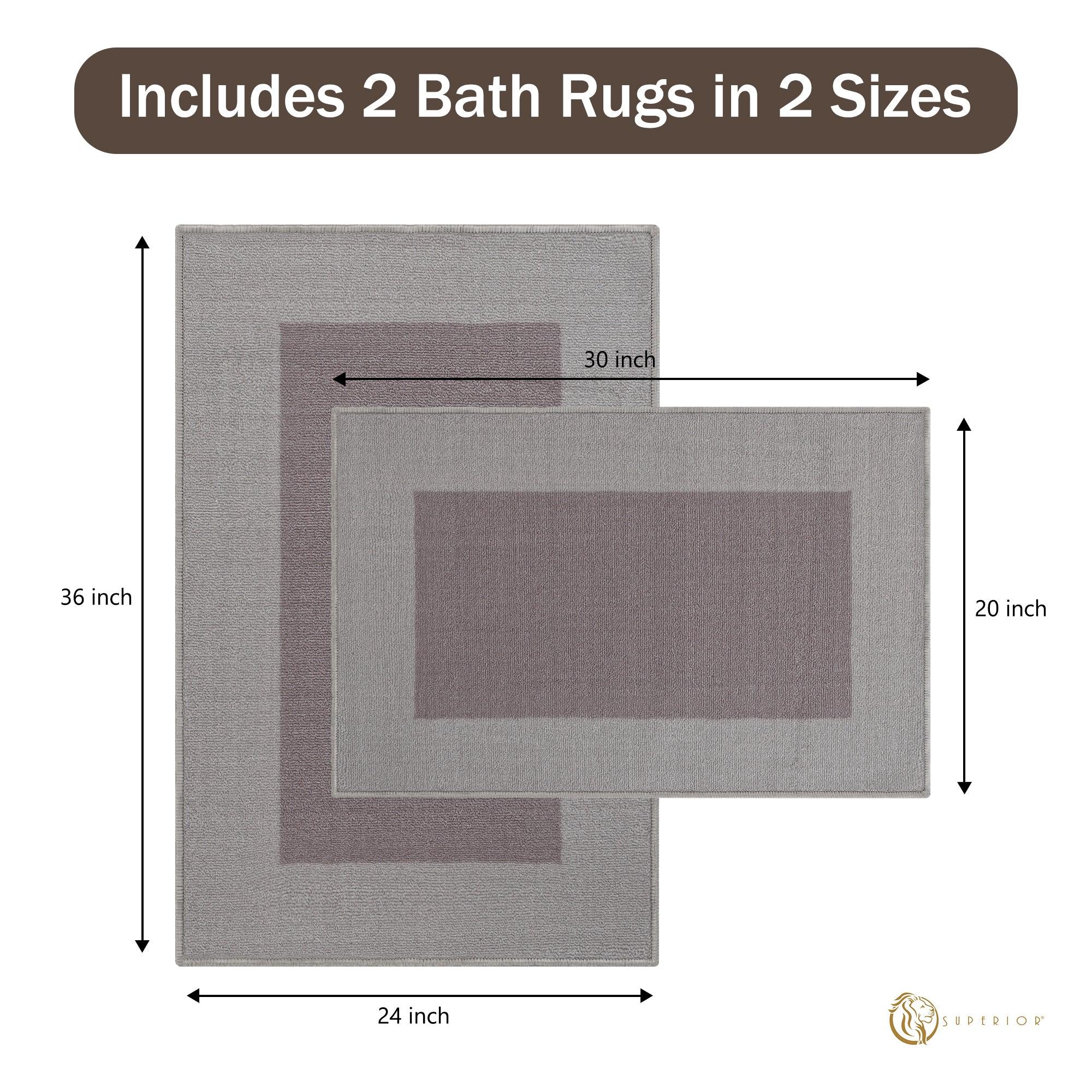Troy Solid Non-Slip Machine Washable Bath Rug Set