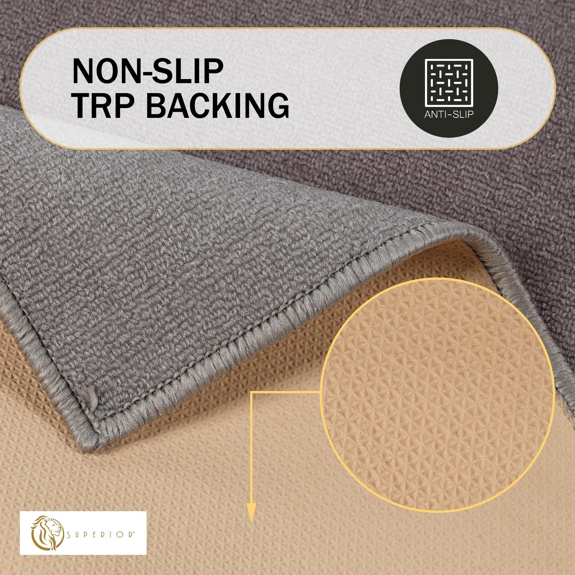 Troy Solid Non-Slip Machine Washable Bath Rug Set
