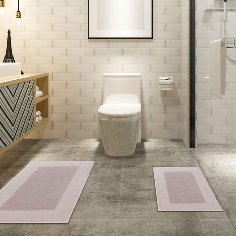 Troy Solid Non-Slip Machine Washable Bath Rug Set