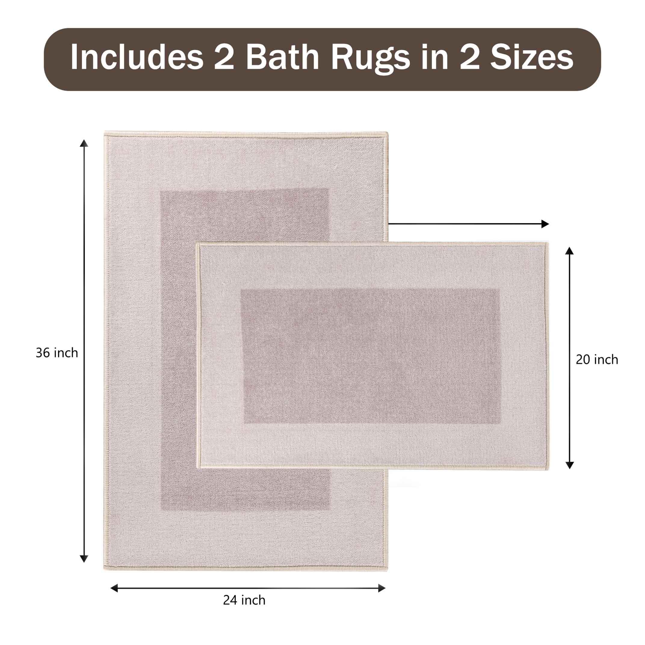 Troy Solid Non-Slip Machine Washable Bath Rug Set