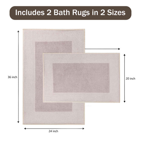 Troy Solid Non-Slip Machine Washable Bath Rug Set