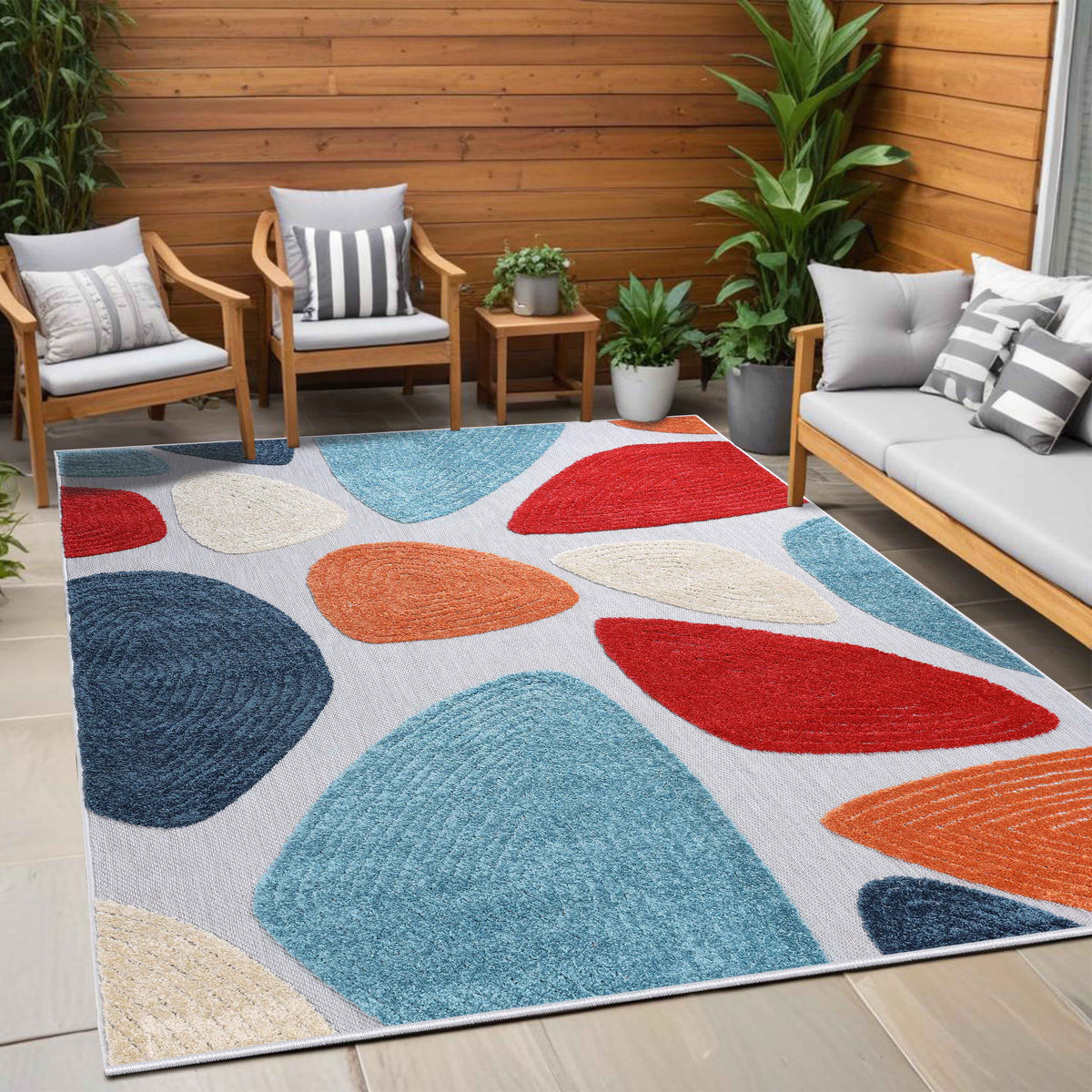 Tulip Modern Geometric Area Rug Indoor Outdoor Rugs
