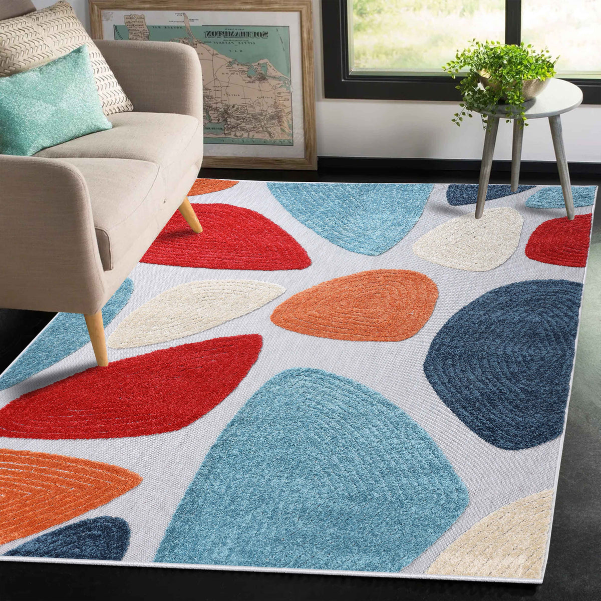 Tulip Modern Geometric Area Rug Indoor Outdoor Rugs