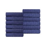 Turkish Cotton Jacquard Herringbone and Solid 12 Piece Face Towel Set