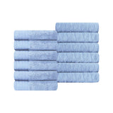 Turkish Cotton Jacquard Herringbone and Solid 12 Piece Face Towel Set