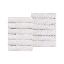 Turkish Cotton Jacquard Herringbone and Solid 12 Piece Face Towel Set