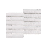 Turkish Cotton Jacquard Herringbone and Solid 12 Piece Face Towel Set