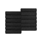 Turkish Cotton Jacquard Herringbone and Solid 12 Piece Face Towel Set