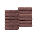 Turkish Cotton Jacquard Herringbone and Solid 12 Piece Face Towel Set
