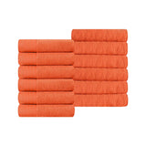 Turkish Cotton Jacquard Herringbone and Solid 12 Piece Face Towel Set