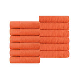 Turkish Cotton Jacquard Herringbone and Solid 12 Piece Face Towel Set