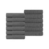 Turkish Cotton Jacquard Herringbone and Solid 12 Piece Face Towel Set