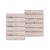 Turkish Cotton Jacquard Herringbone and Solid 12 Piece Face Towel Set