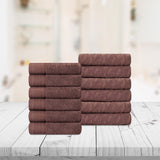 Turkish Cotton Jacquard Herringbone and Solid 12 Piece Face Towel Set