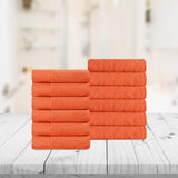 Turkish Cotton Jacquard Herringbone and Solid 12 Piece Face Towel Set
