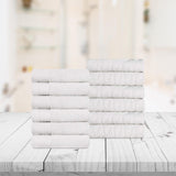 Turkish Cotton Jacquard Herringbone and Solid 12 Piece Face Towel Set