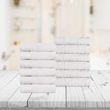 Turkish Cotton Jacquard Herringbone and Solid 12 Piece Face Towel Set