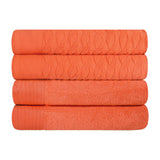 Turkish Cotton Jacquard Herringbone and Solid 4 Piece Bath Towel Set