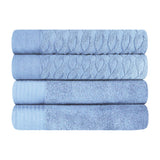 Turkish Cotton Jacquard Herringbone and Solid 4 Piece Bath Towel Set