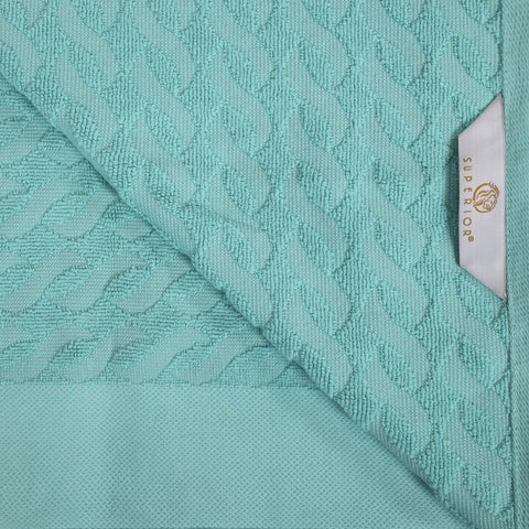 Turkish Cotton Jacquard Herringbone and Solid 4 Piece Bath Towel Set