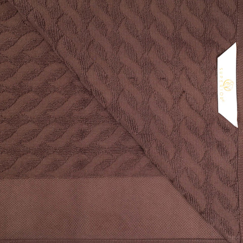 Turkish Cotton Jacquard Herringbone and Solid 4 Piece Bath Towel Set