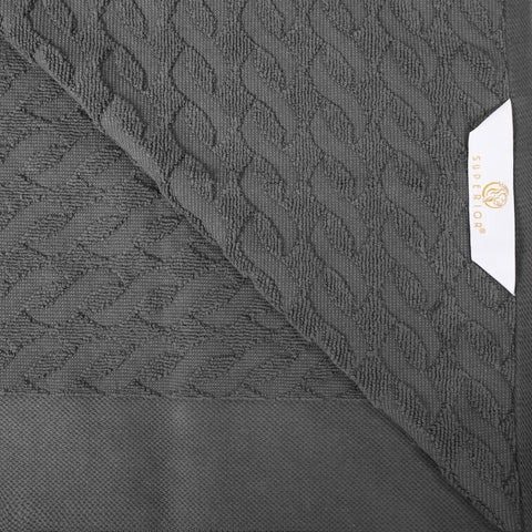 Turkish Cotton Jacquard Herringbone and Solid 4 Piece Bath Towel Set