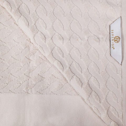 Turkish Cotton Jacquard Herringbone and Solid 4 Piece Bath Towel Set