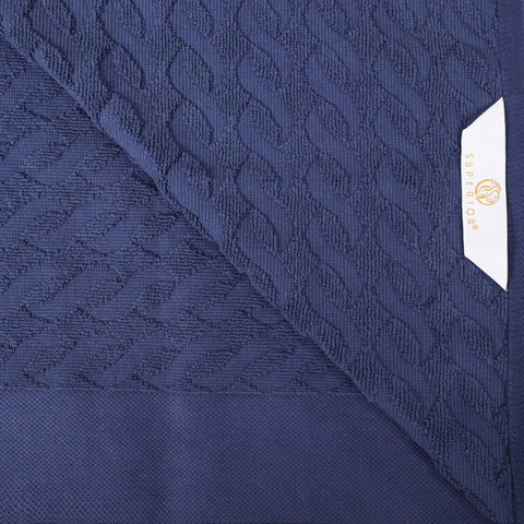 Turkish Cotton Jacquard Herringbone and Solid 4 Piece Bath Towel Set