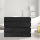 Turkish Cotton Jacquard Herringbone and Solid 4 Piece Bath Towel Set