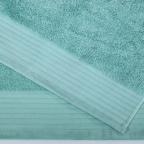 Turkish Cotton Jacquard Herringbone and Solid 4 Piece Bath Towel Set