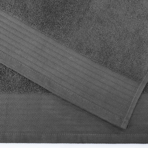 Turkish Cotton Jacquard Herringbone and Solid 4 Piece Bath Towel Set