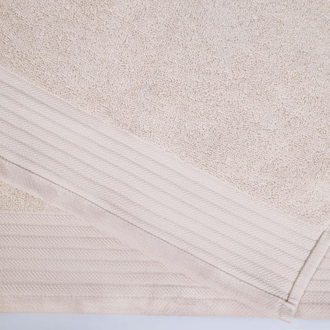 Turkish Cotton Jacquard Herringbone and Solid 4 Piece Bath Towel Set