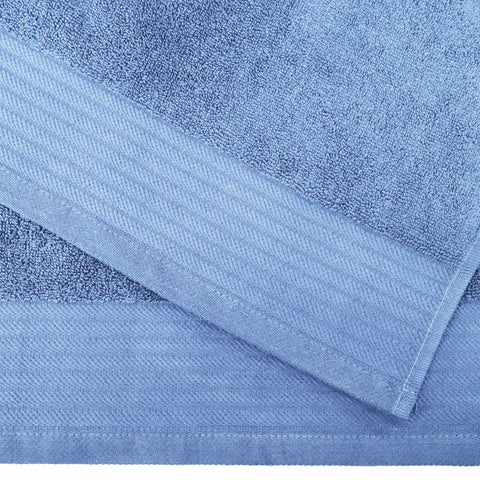 Turkish Cotton Jacquard Herringbone and Solid 4 Piece Bath Towel Set