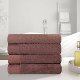 Turkish Cotton Jacquard Herringbone and Solid 4 Piece Bath Towel Set