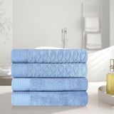 Turkish Cotton Jacquard Herringbone and Solid 4 Piece Bath Towel Set