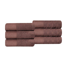 Turkish Cotton Jacquard Herringbone and Solid 6 Piece Hand Towel Set